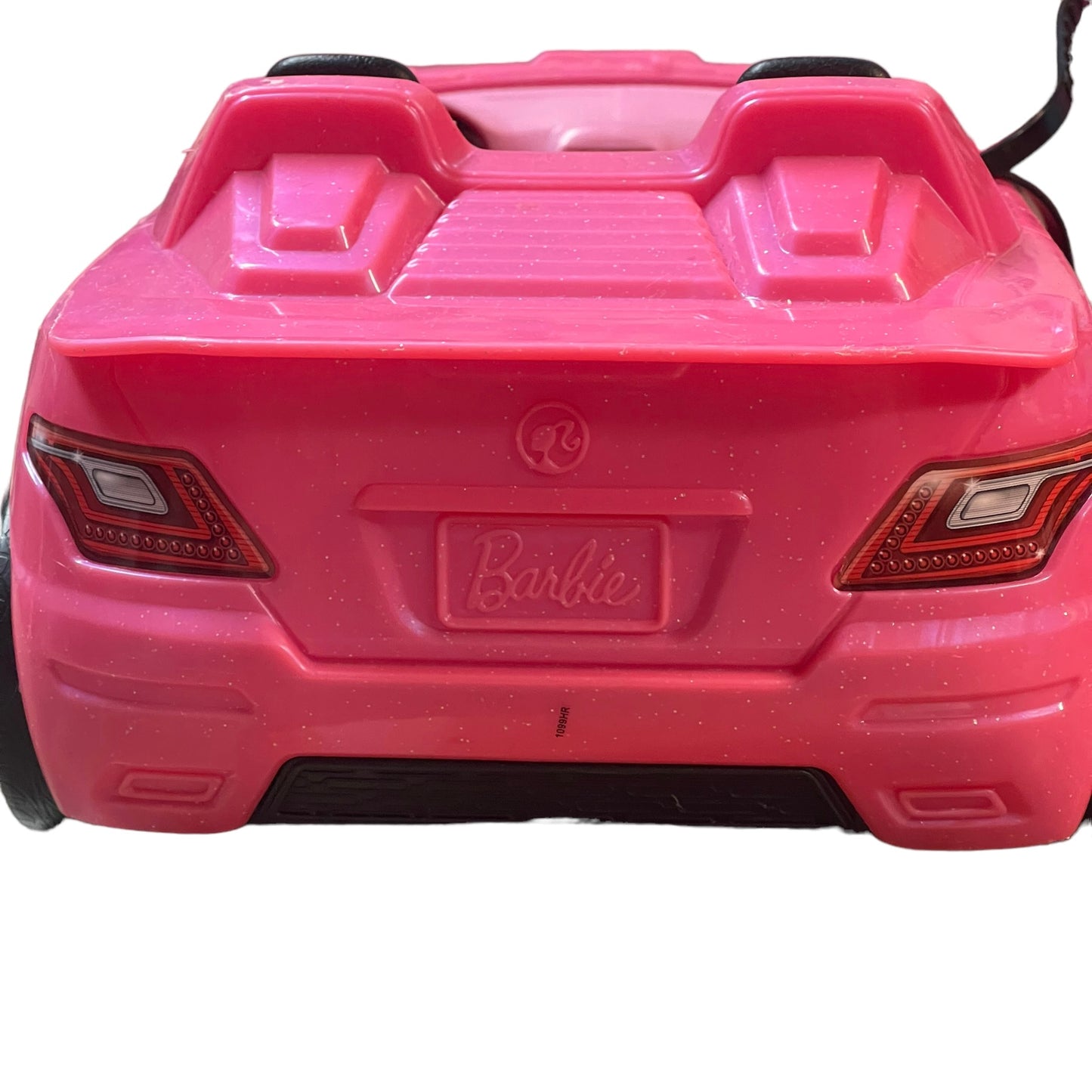 Sparkly Pink Barbie Car with Pink & Black Seats Complete with Belts in GUC