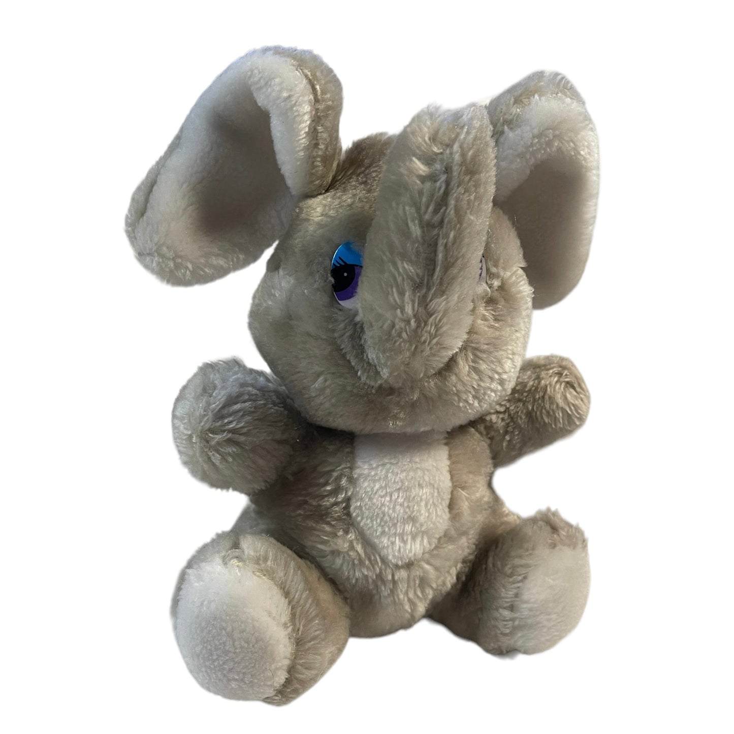 Best Made Grey Vintage Toy Elephant, Trunk Up, Plastic Blue Eyes, 8" Adorable Cuddly Lovey Stuffed Plush