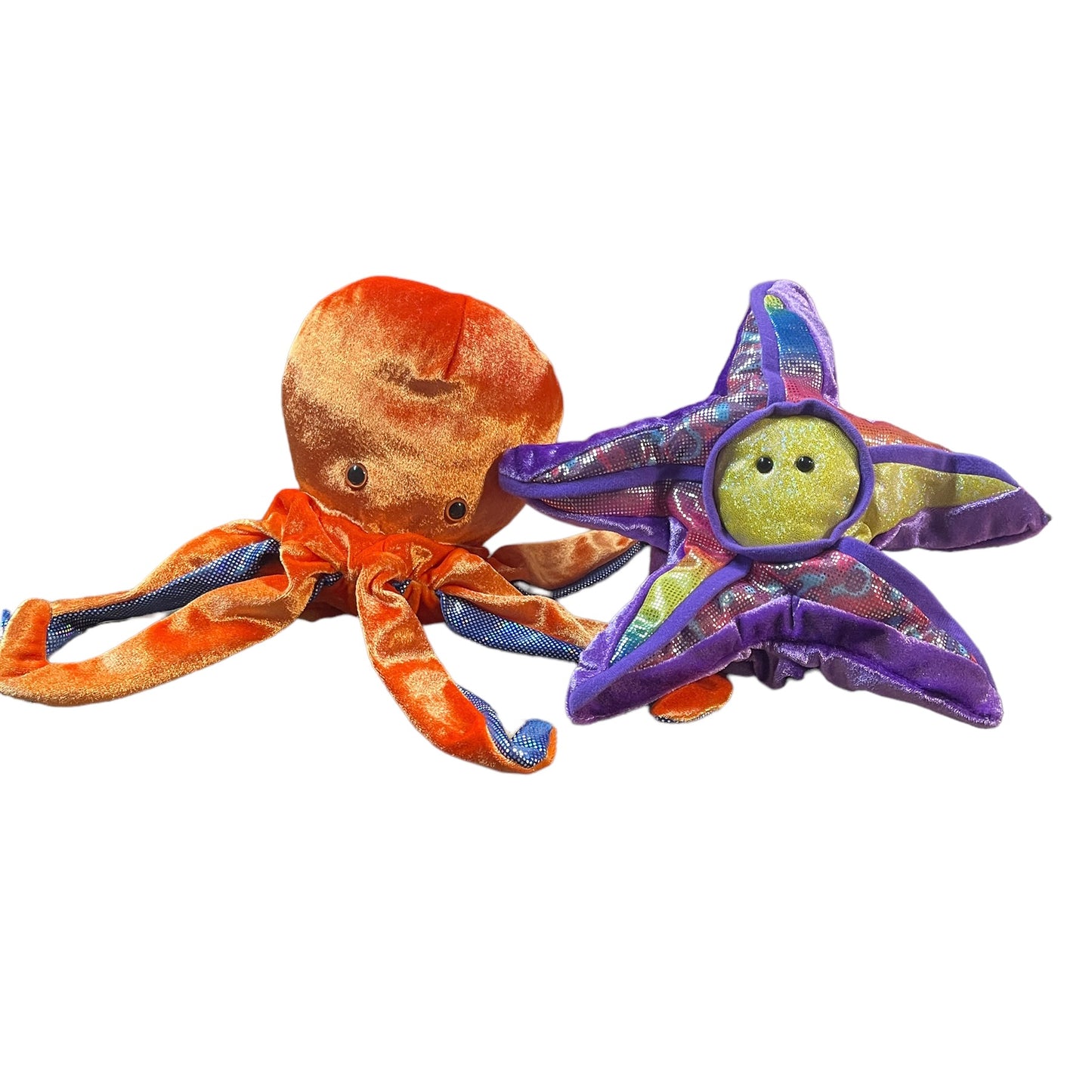 Octopus & Starfish Dream Hand Puppets 10"Sparkly S ea Creatures in EUC