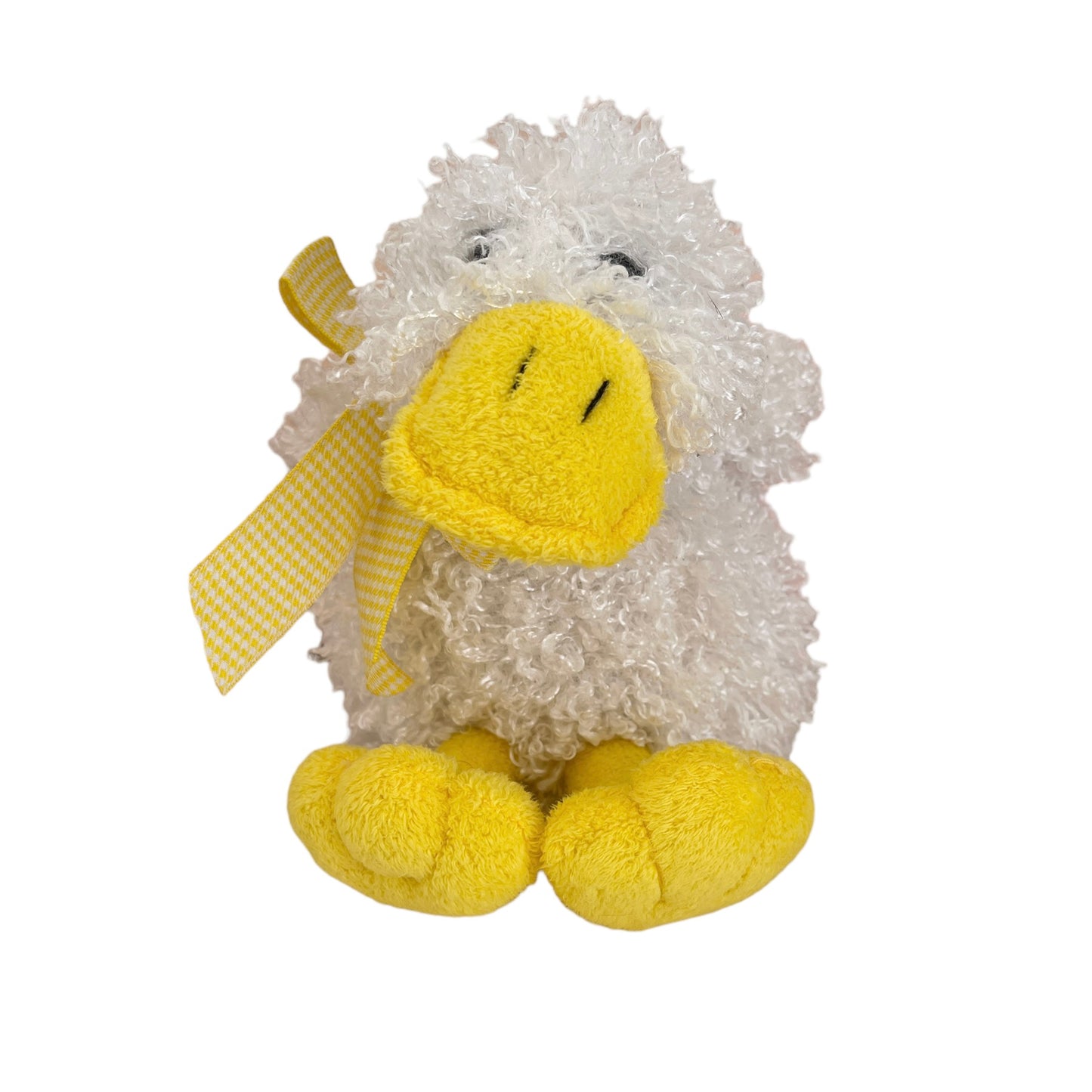 Animal Adventures White & Yellow Duck Plush 8", Big Gingham Bow GUC