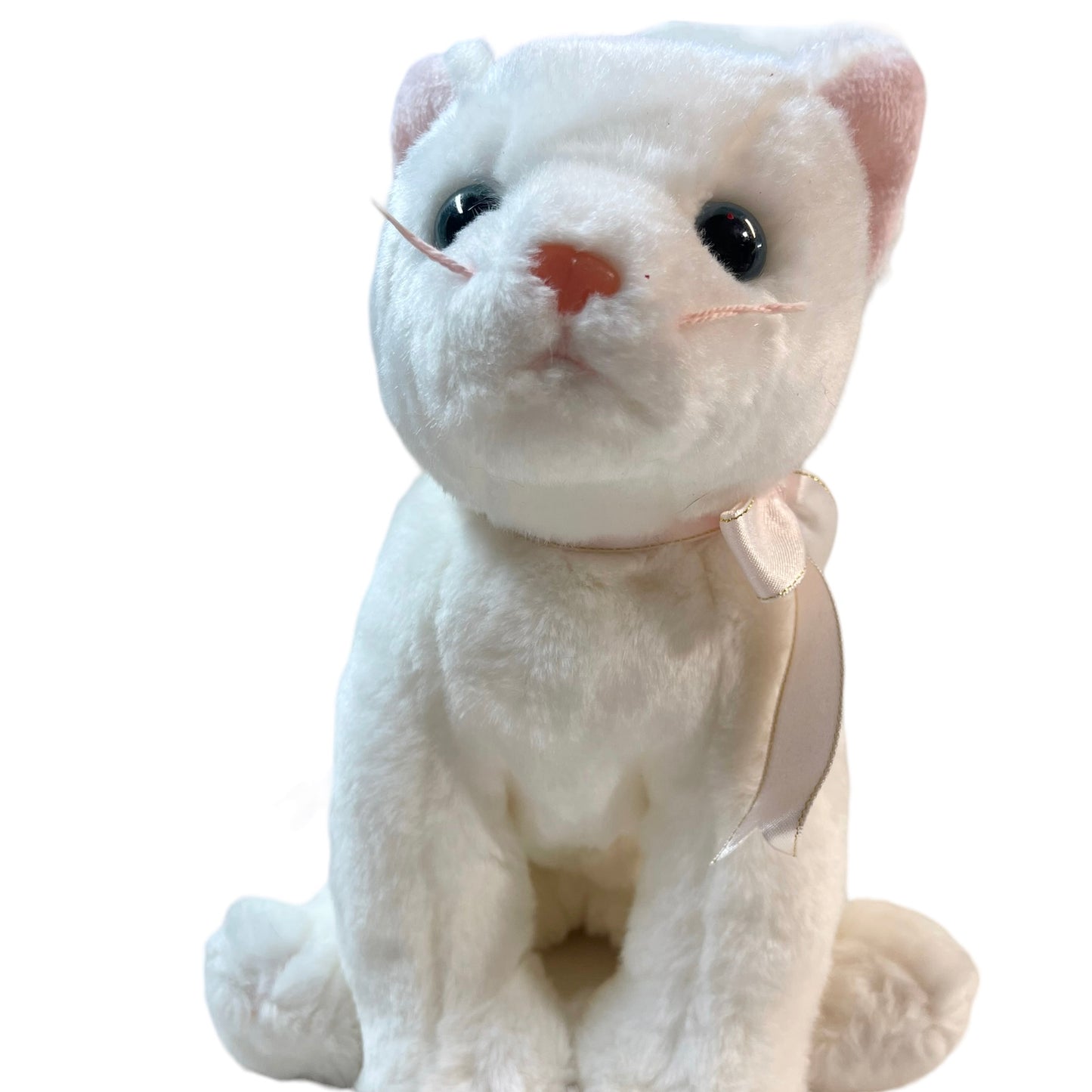 Ty Beanie Buddies Ultra Soft White 11" Blue Eyed Kitten with Pink Nose, Whiskers & ears.