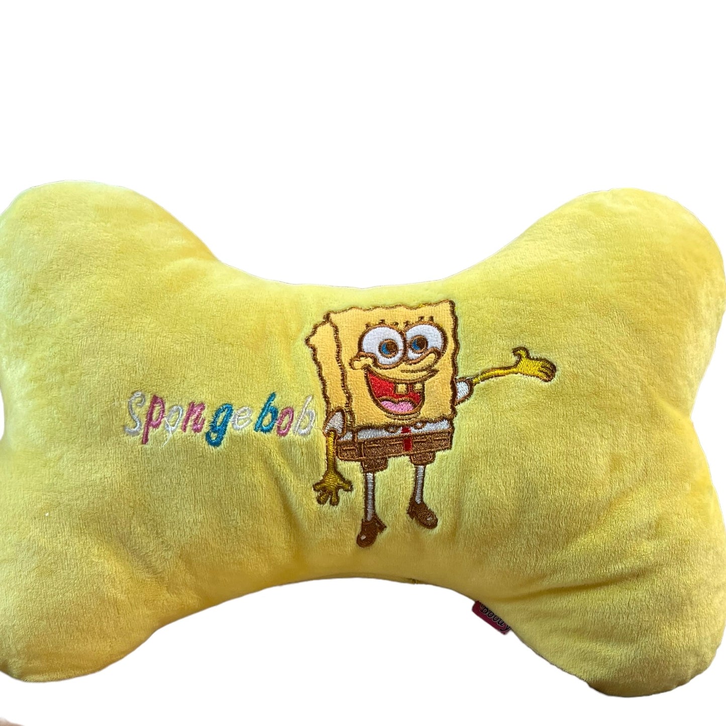 Sponge Bob Embroidered  15" Plush Yellow Bone Shaped Zippered Pillow -So Huggable!