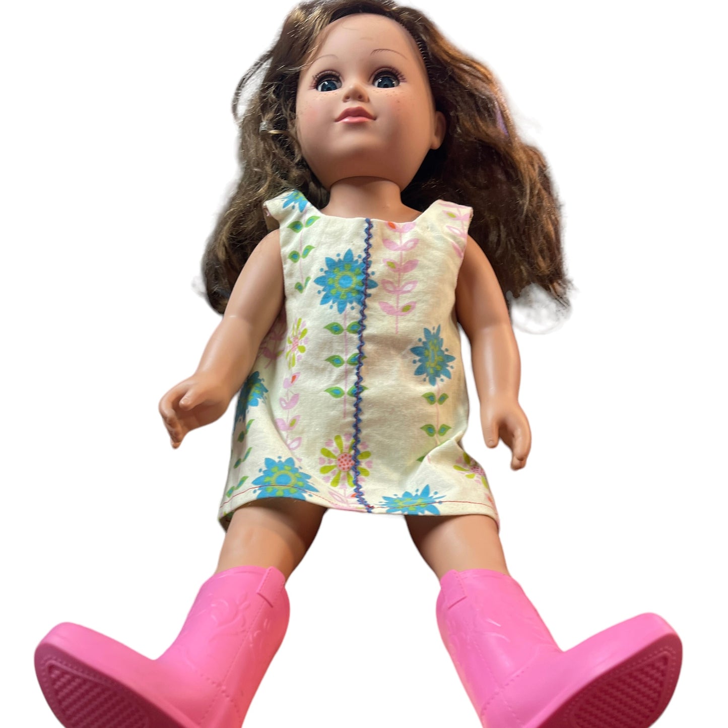 Beautiful Cititoy 18" Fashion Doll, Long Brown Curls, Blue Sleepy Eyes & A Dusting of Freckles