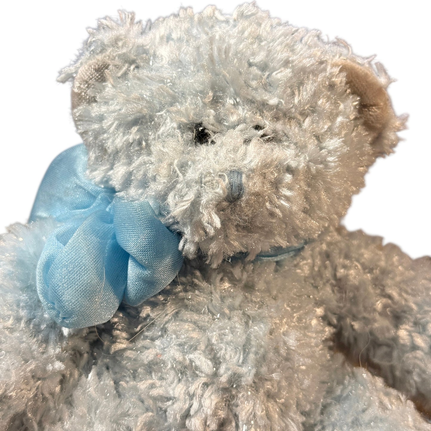 Russ Berrie Light Blue Sparkly Teddy Bear, 'Bubbles' a 5" Plush with Satin Feet  & Chiffon Bow