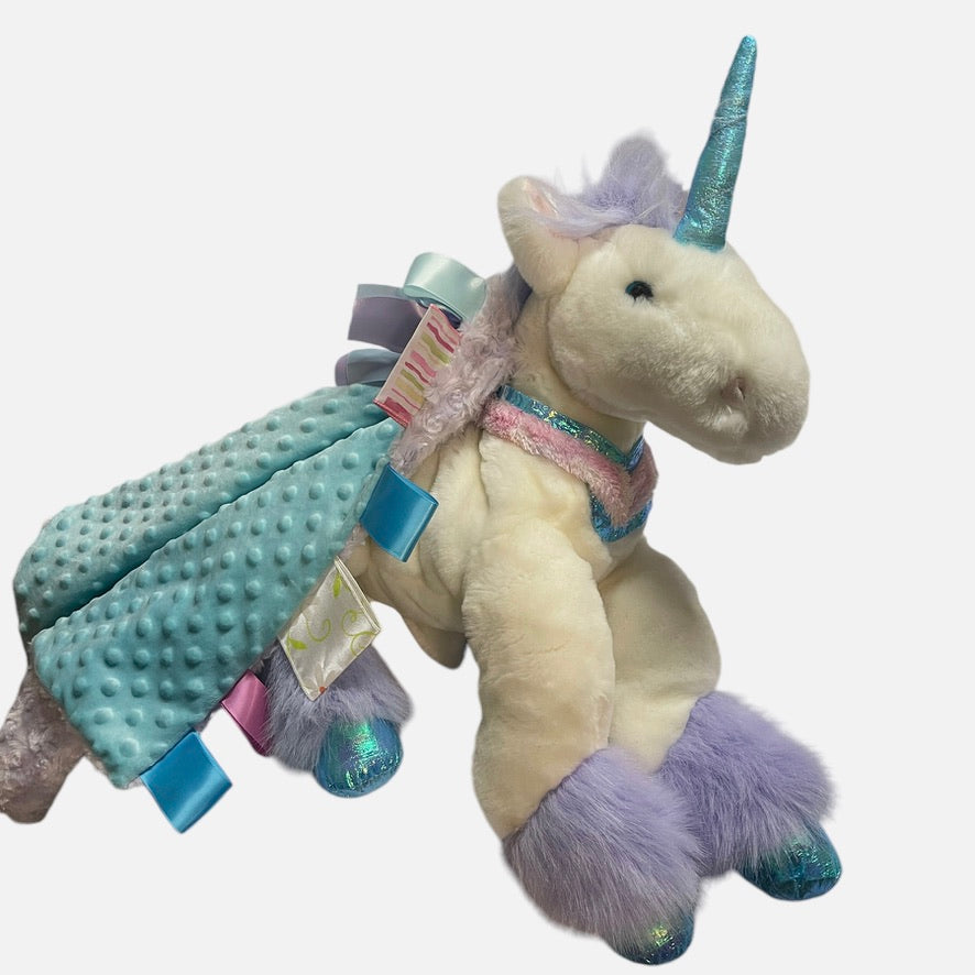 Commonwealth 2003 XL Unicorn Plush with 16x16" Handmade Minky Ribbon Lovey-Beautiful!