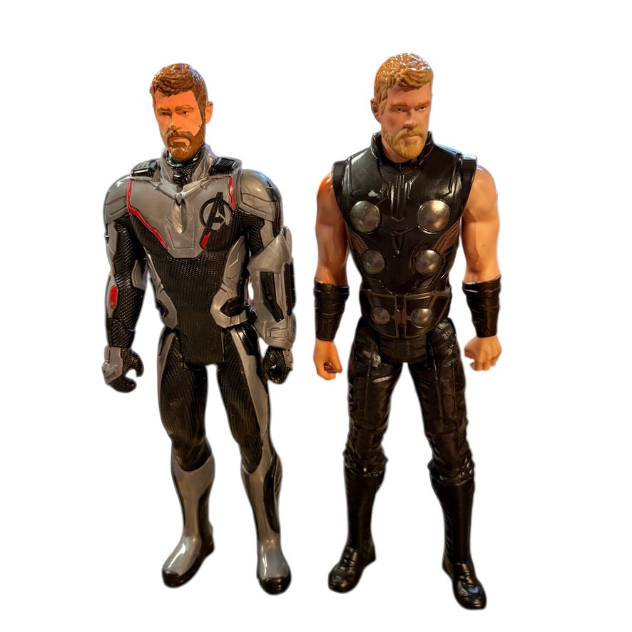 Two Marvel Avengers Titan Hero Series Thor Movie Action Figures in Great Preowned Condition