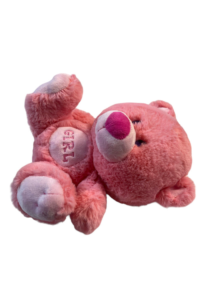 Ultra Soft PINK Fiesta Chunky Teddy Bear Toy Stuffed Animal 'Girl' on Belly