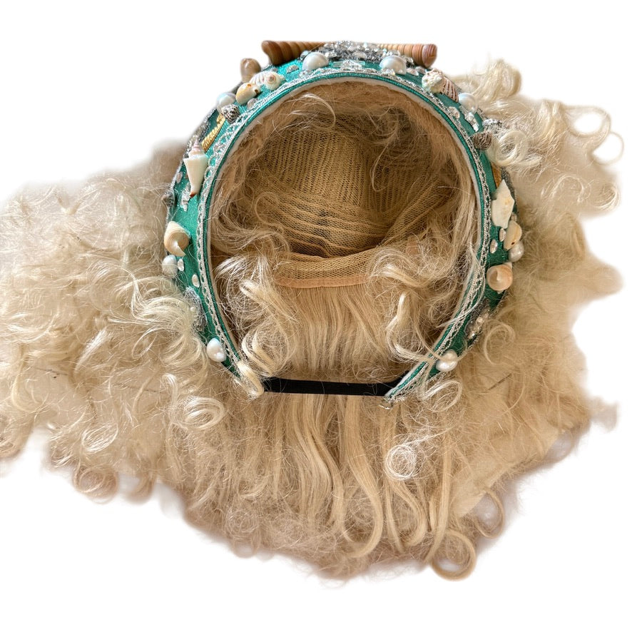 Mermaid Wig, Long Luxurious Platinum Curls & Jewelled , Embellished Headpiece  in GUC
