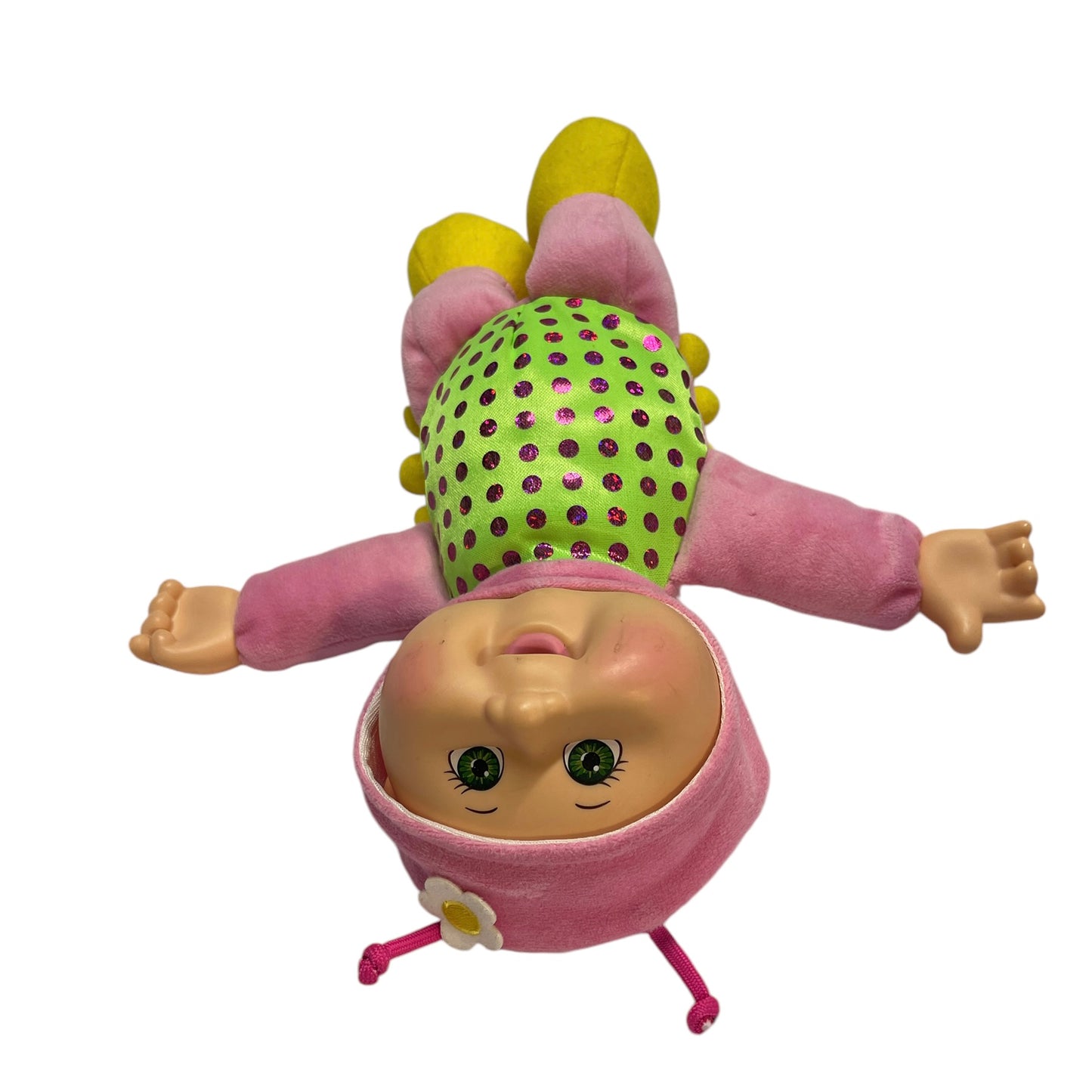 Cabbage Kids Enchanted Forest Friends Vivian Caterpillar 9" Pink & Green Shiny Polka Dotted Tummy