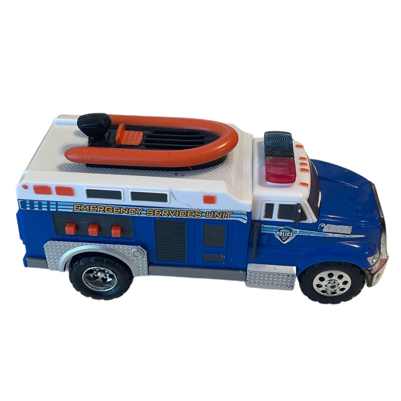 Tonka Emergency Services Unit 6.5" Dinghy on Roof & Lots of  Bells & Whistles! GUC