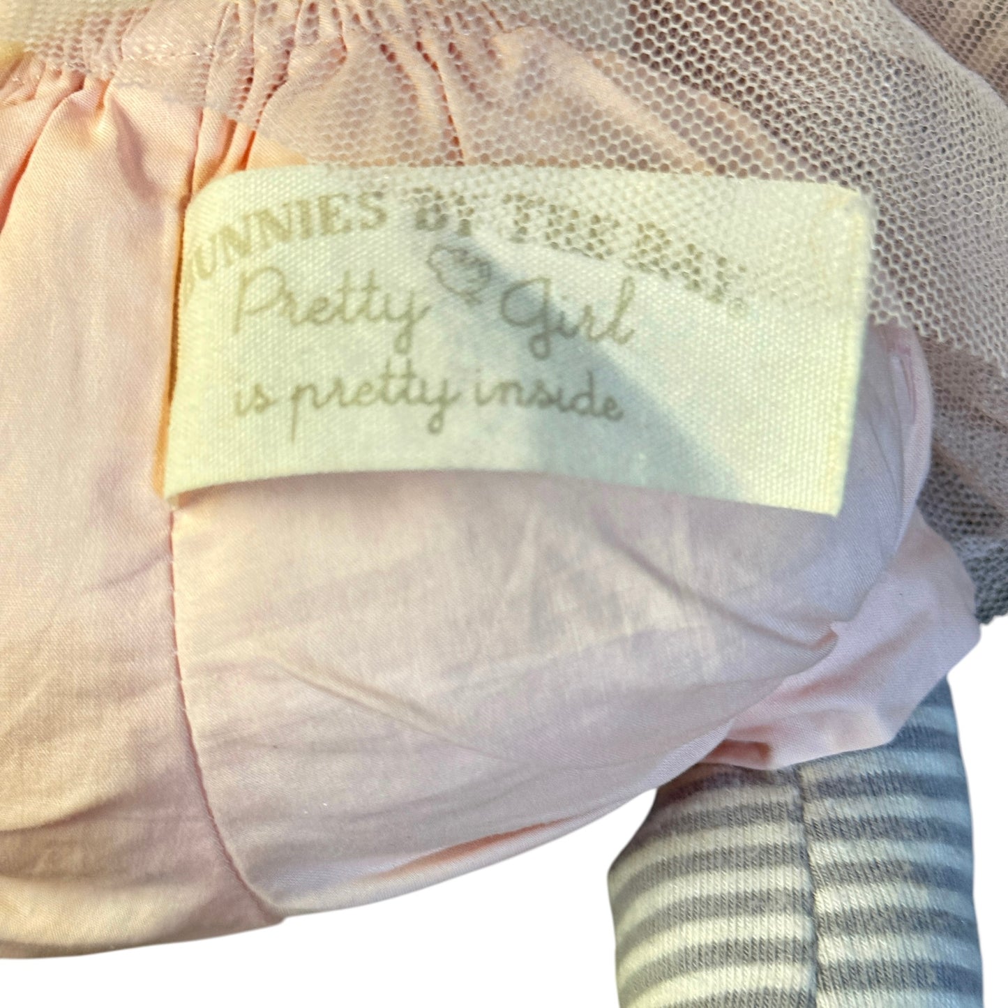 Bunnies by the Bay Elsie Doll 13" Plush in a Blush Tulle Dress, Striped Top & Leggings GUC