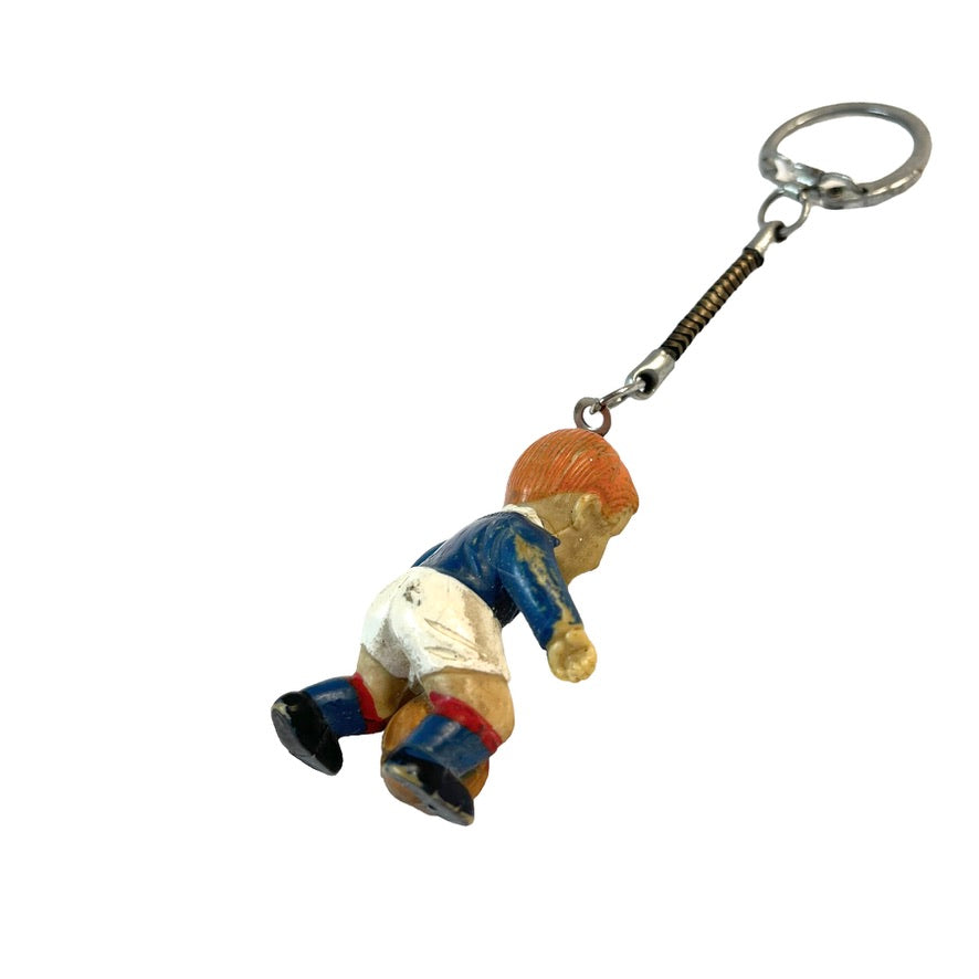 Antique Keychain Llavero Jugador Soccer with Figurine.