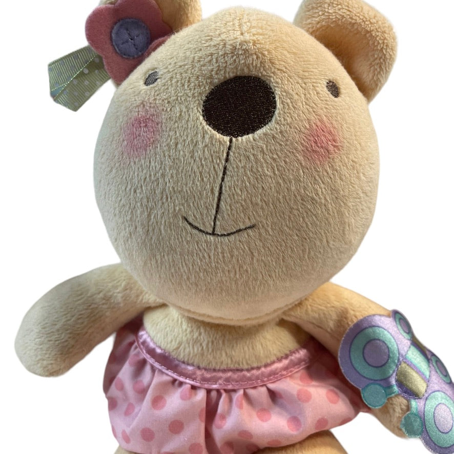 Fisher Price Ballerina Bear, 10" Plush Doll with Chime Rattle and Polka Dot Tutu, So Sweet!