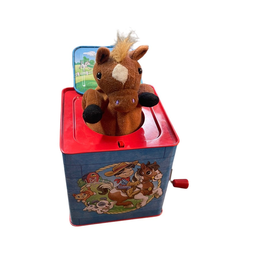 Schylling Jack-in-the-Box Poppin Pony, Plays 'Home on the Range' in GUC