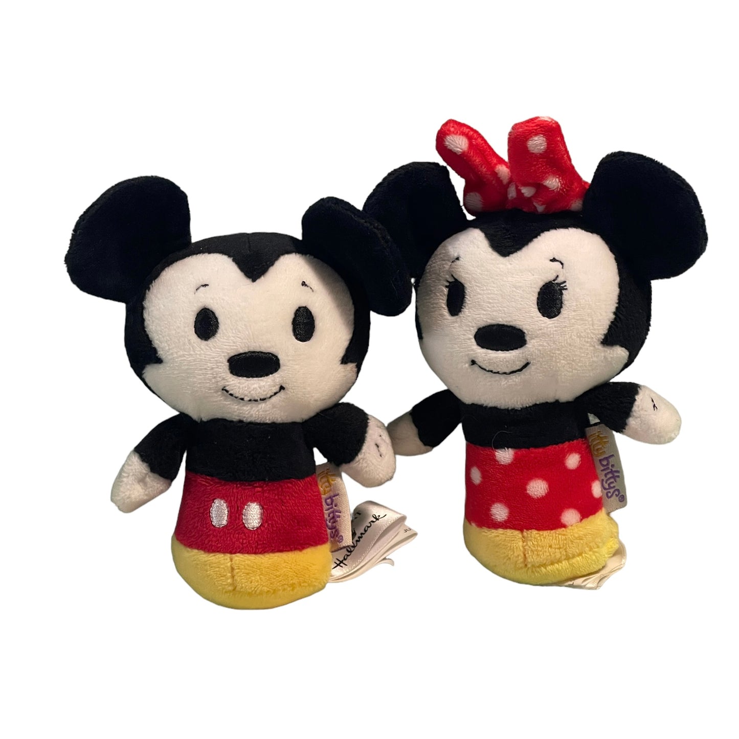 Disney Mickey and Minnie Mouse 5.5" Itty Bitty Soft Plush, Bean Bottoms Lot of 2