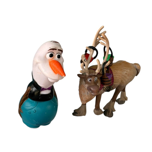Disney Frozen Sven Reindeer Mini Figure/Paint Buckets & Olaf in a Tuxedo 2 Cake Toppers/Toys