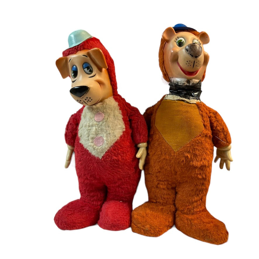 Vintage 16" Rubber Faced Knickerbocker Hanna-Barbera Huckleberry Hound /Yogi Bear Stuffed Animal Toys