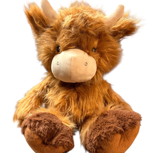 Delightfully Shaggy 12" Highland Cow Plush Stuffed Animal, Caramel & Cream Unbranded EUC