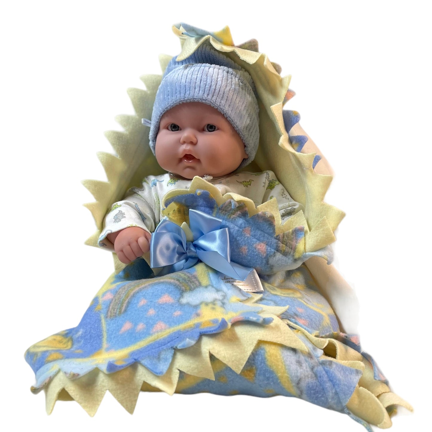 JC Toys 20" Soft Bodied Baby Doll in 'Little Me' Dinosaur Sleeper & Handmade Hat and Blanket