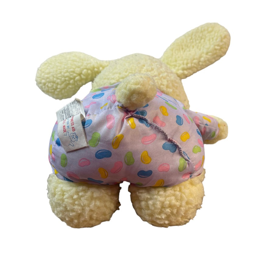 Well-Made Yellow Sherpa Easter Bunny Plush with Jelly Bean Print, Bunny Slippers, 1992