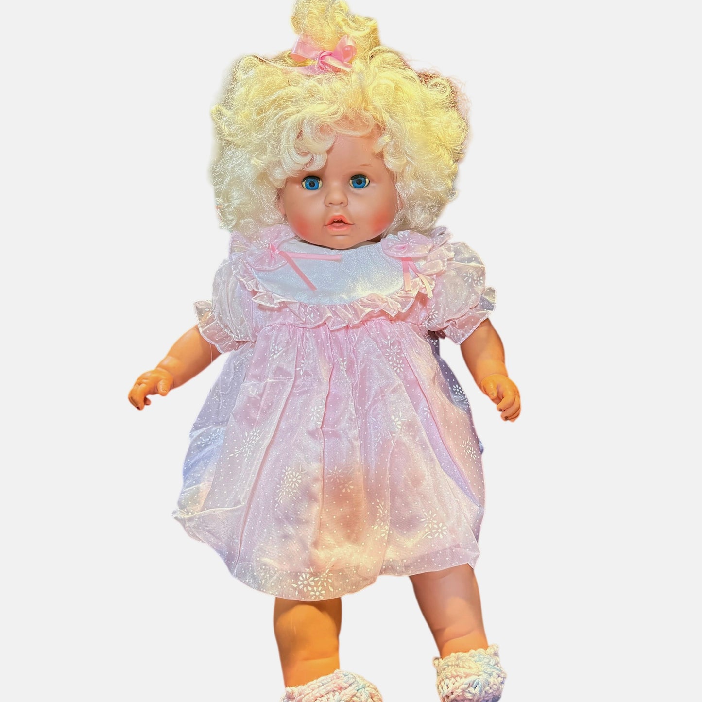 Lovely Platinum Haired 20" Realistic Baby/Toddler Doll, Blue Open/Shut Eyes & Two Tiny Teeth!