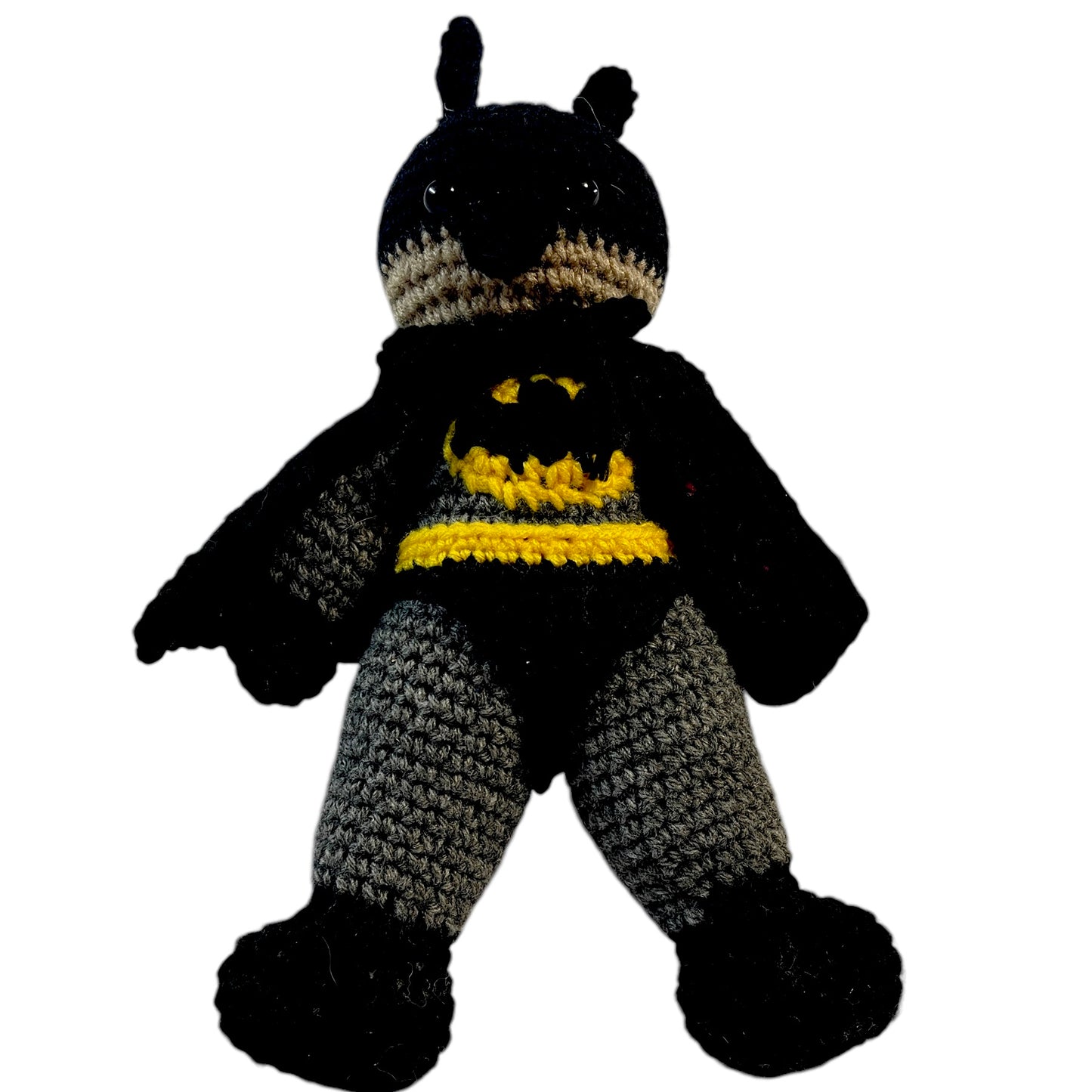 Crocheted 12" Batman Plush Doll with Cape and Insignia in Excellent Preowed Condition