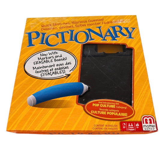 Mattel Pictionary Game with new Pop Culture Category in Good Preowned Condition