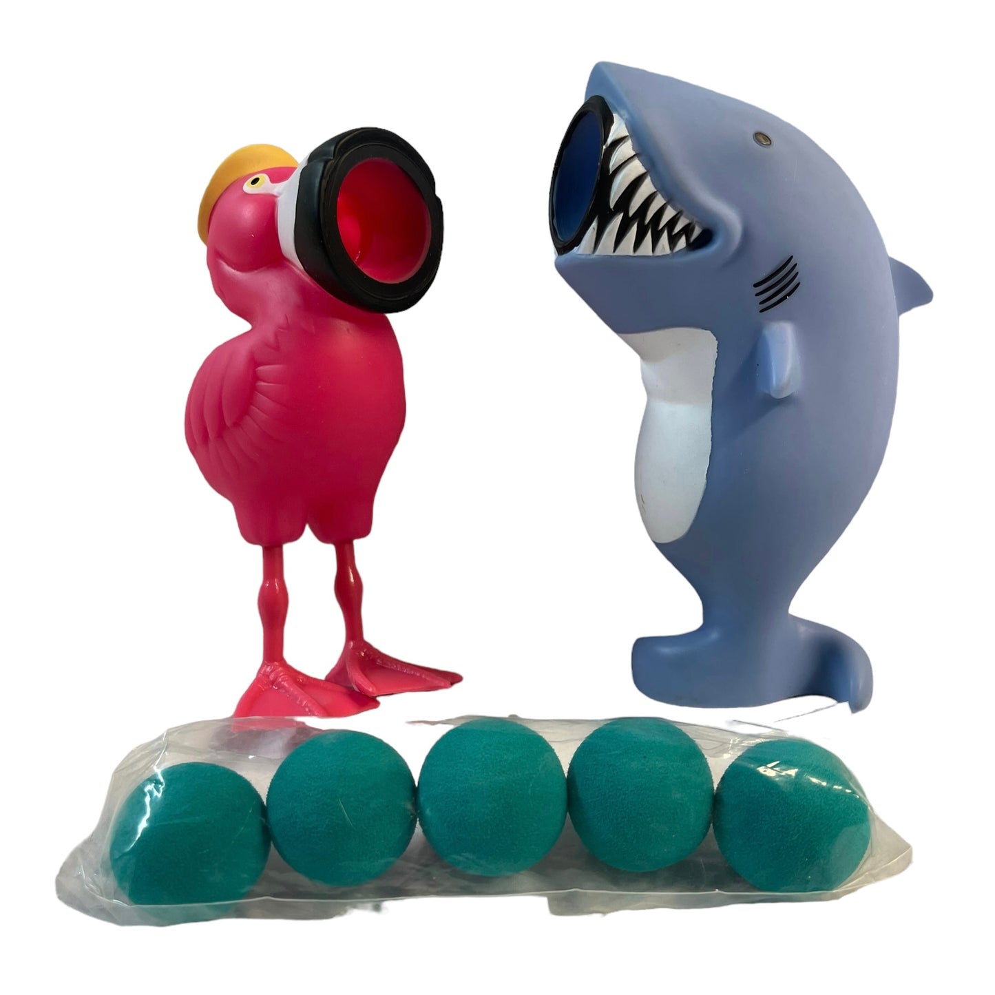 Hog Wild Flamingo & Shark Poppers with Sleeve of Balls in Excellent Preowned Condition