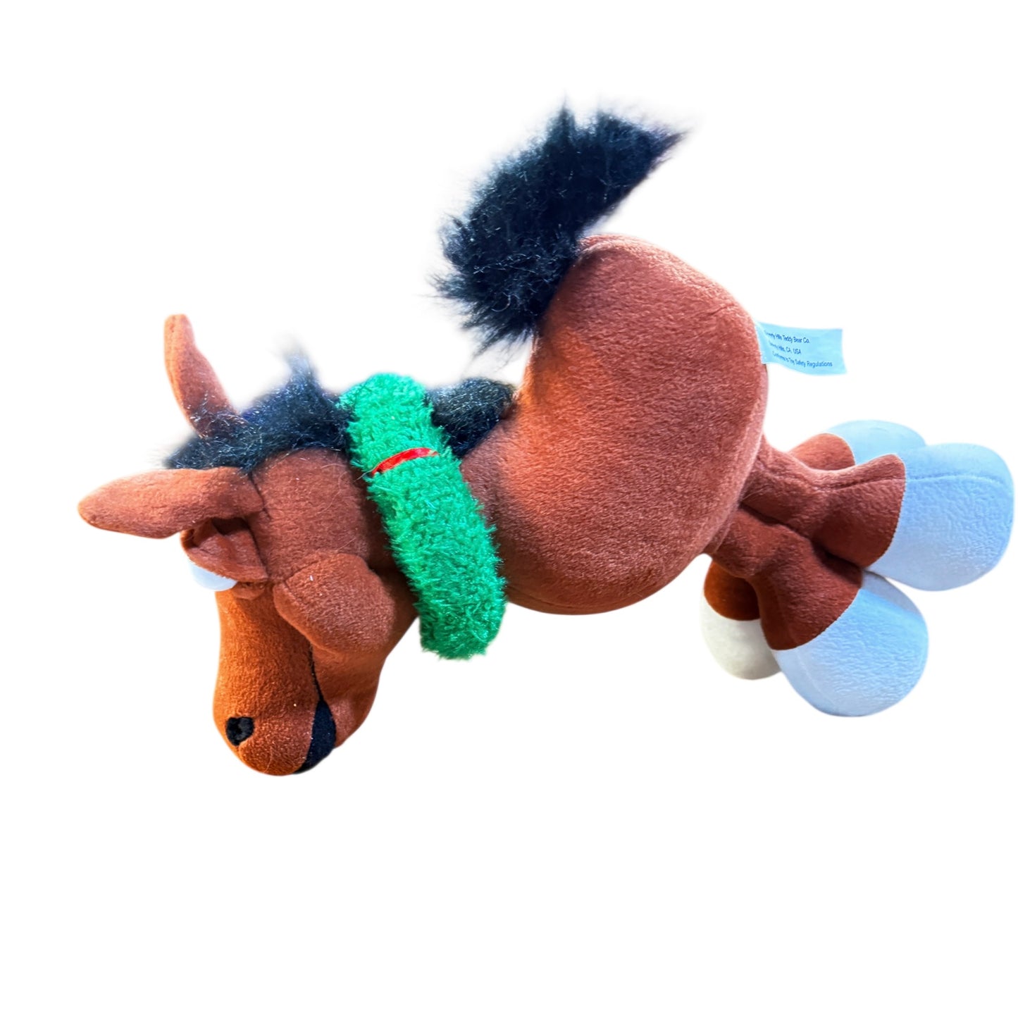 Beverly Hills Teddy Bear Co. Big Eyed Horse Plush with Musical Christmas Wreath with Lights