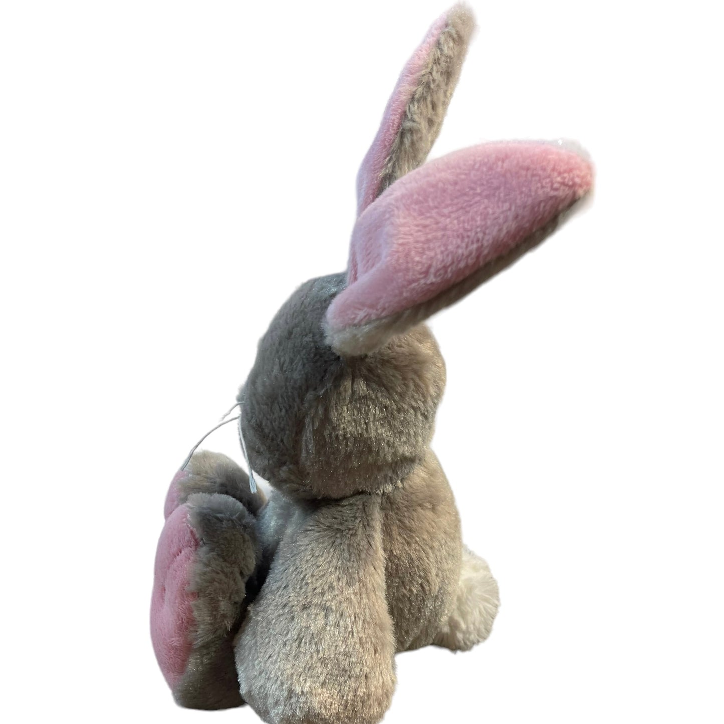 Charming  Grey 13" Bunny With Pink Lined Ears, Feet and a Silky Pink Nose  GUC