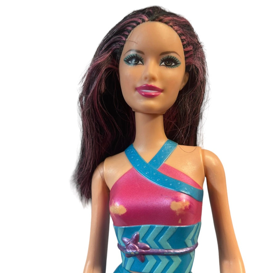 Barbie Dreamtopia Mermaid Doll 13" Aqua & Pink with Pink Streaked Hair Some Paint Wear