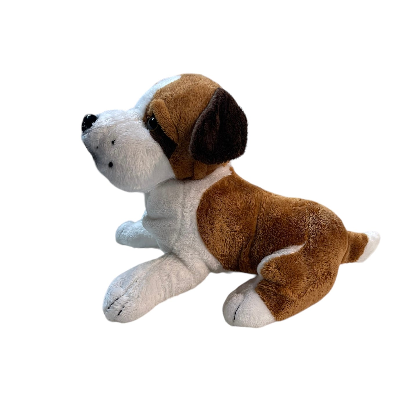 Realistic 10" St Bernard Stuffed Dog Plush Toy with Freckles, Black Eyes & Nose