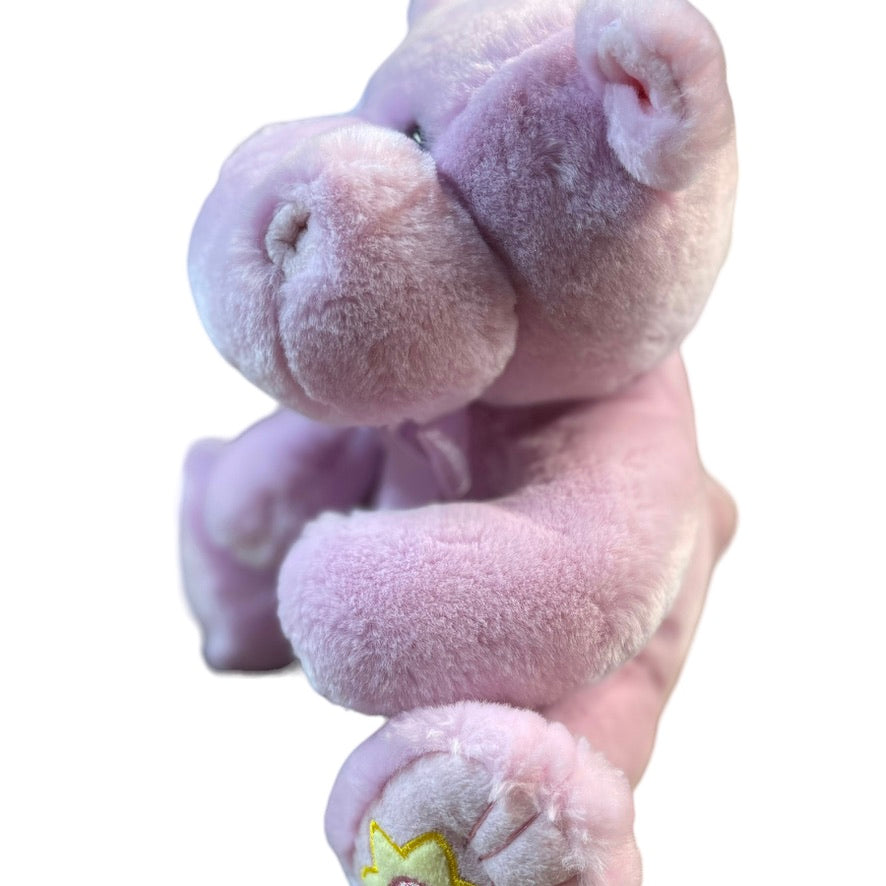 Lavender Hippo Plush 'Gifts & Giggles'  Ultra Soft with Black Button Eyes & Applique Flower on Foot.