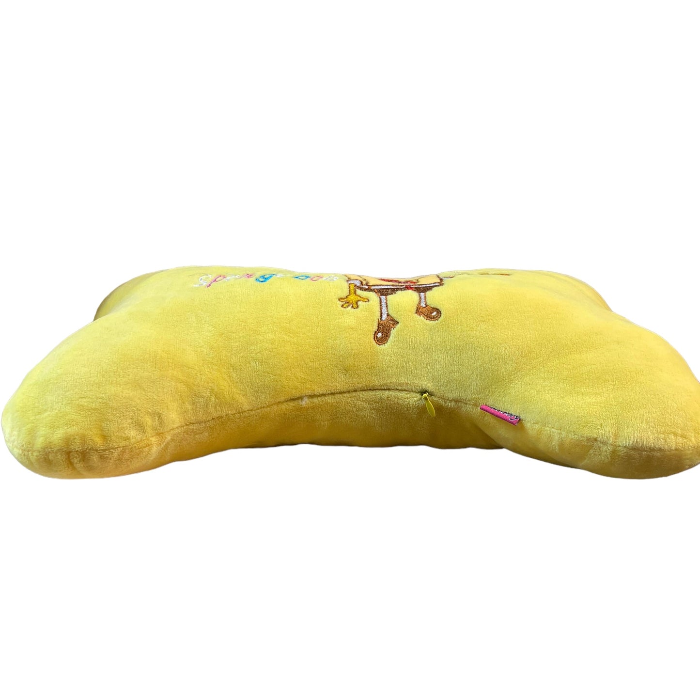 Sponge Bob Embroidered  15" Plush Yellow Bone Shaped Zippered Pillow -So Huggable!