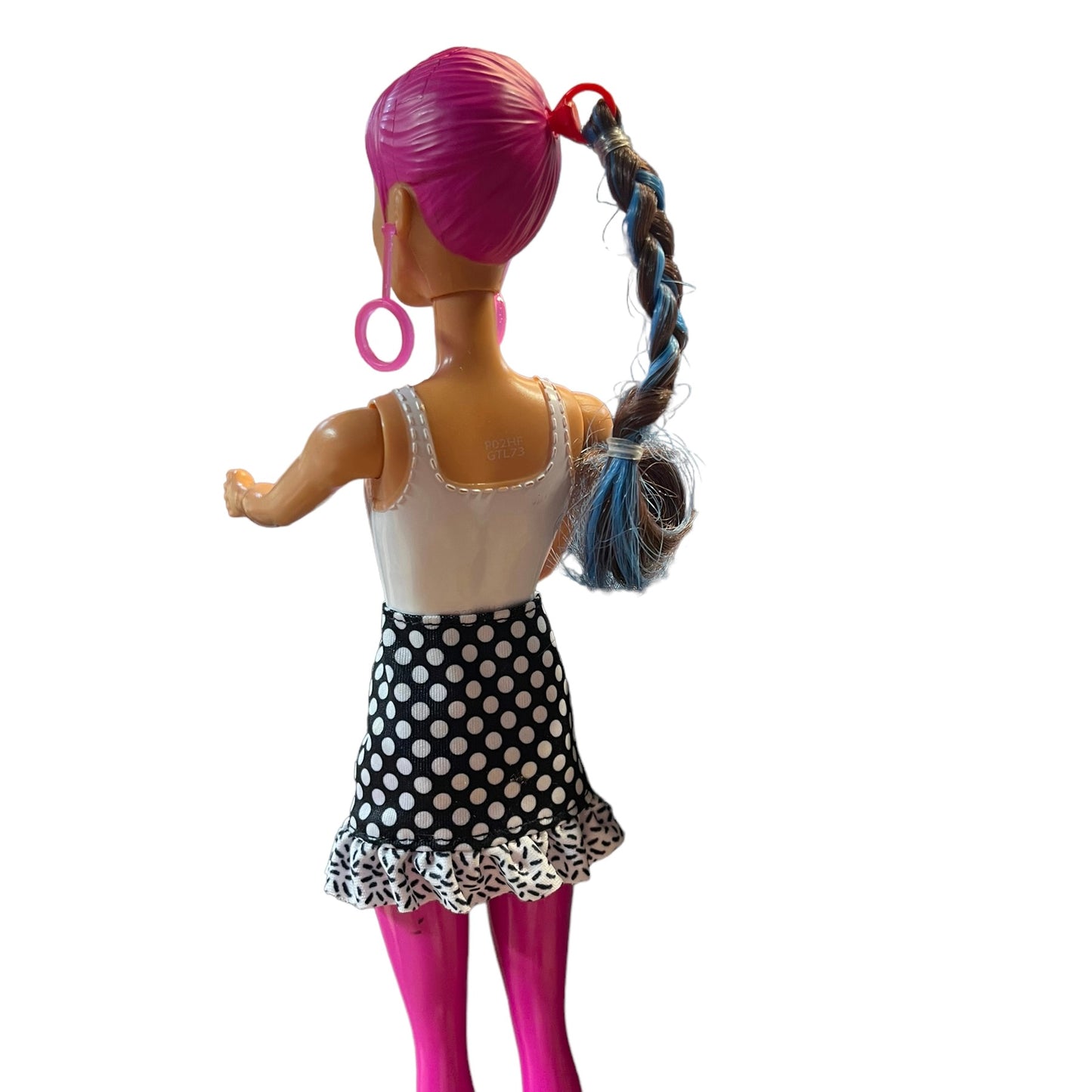 Colour Reveal Barbie Fashion Doll Moulded Pink Hair Earrings & Dotted Skirt