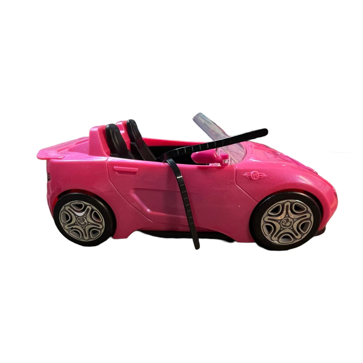 Sparkly Pink Barbie Car with Pink & Black Seats Complete with Belts in GUC