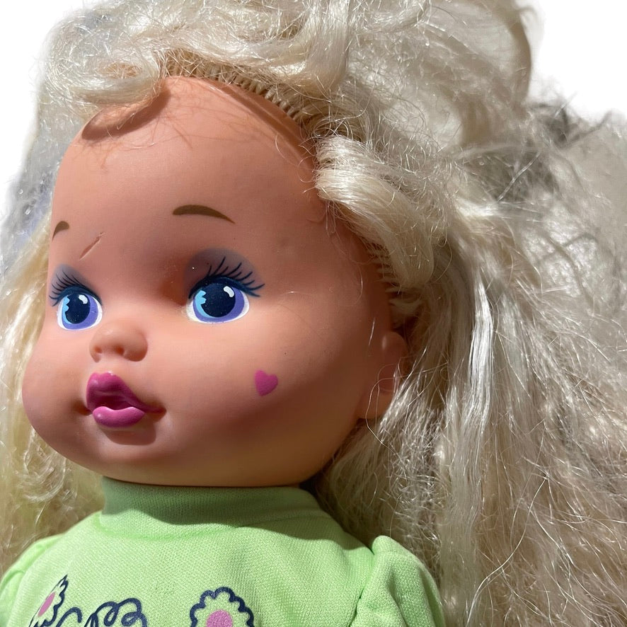 1988 Mattel Lil Miss Make Up with Magic Heart on Cheek and Platinum Crimped Hair