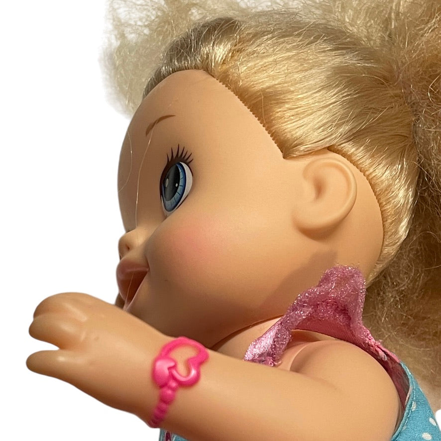 Baby Alive 12" Doll, Long Blond Hair & Blue Eyes, Pink Heart Bracelet and Baby Alive Romper