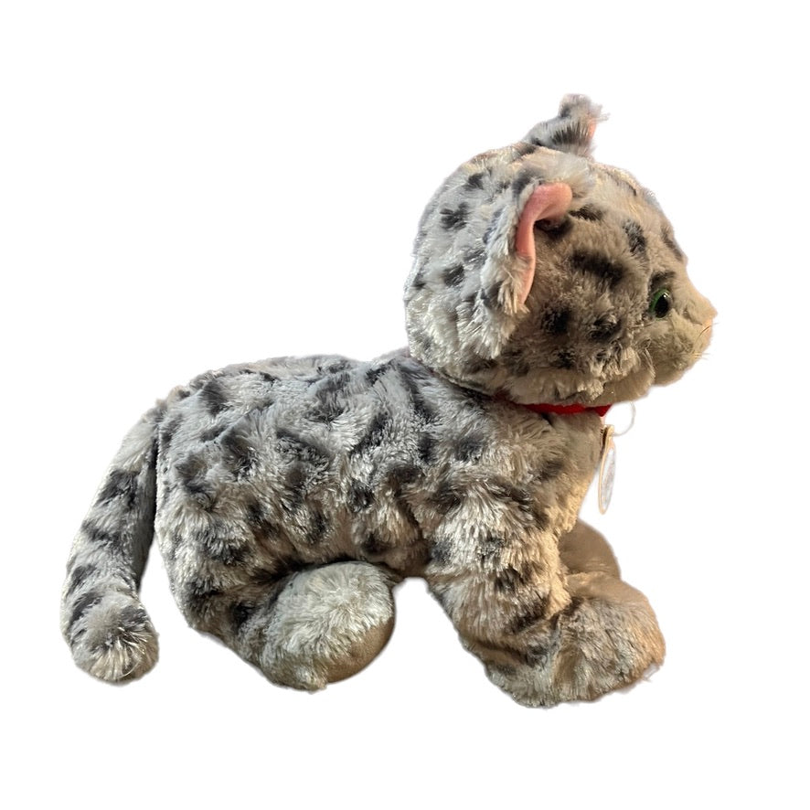 Build A Bear Promise Pets Rescue Grey Spotted Stuffed Cat Kitten, Big Fluffy Paws, Pink Ears