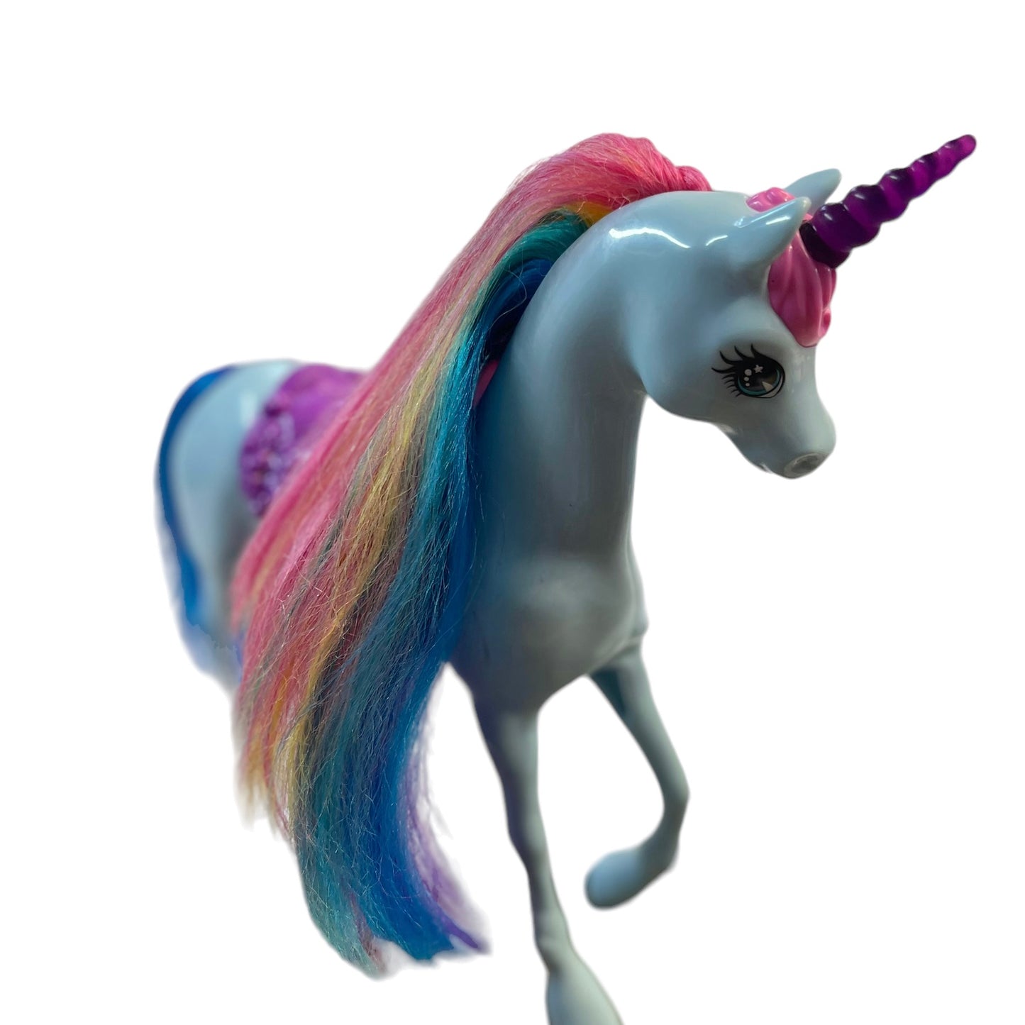 Rare Mattel Barbie Unicorn Toy Rainbow Mane Blue Body Purple horn and Saddle