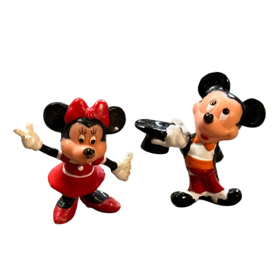 Vintage Disney Mickey & Minnie Action Figures PVC Toys or Cake Topper Miniatures in GUC