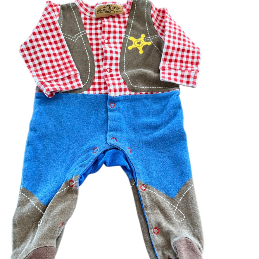 Honour & Pride Preowned Cowboy Themed  Baby Sleeper 0-3 m  Soft , Cozy and so Cute!