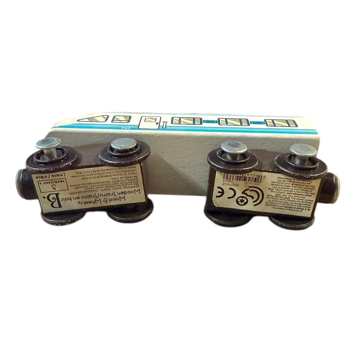 Maison Battat Express Line Wooden Magnetic Train Engine Toy Turquoise & White 737