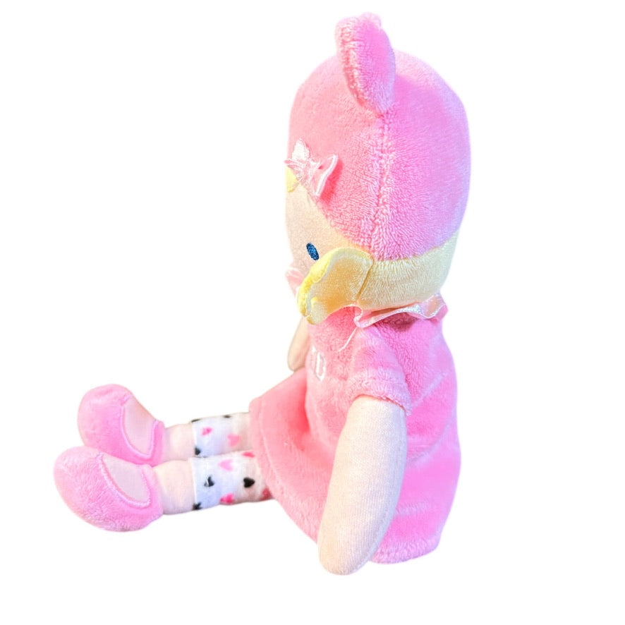 Carter's Child of Mine Plush 11" Baby Doll, Stitched Features, Yellow Hair, Dainty Pink Clothes