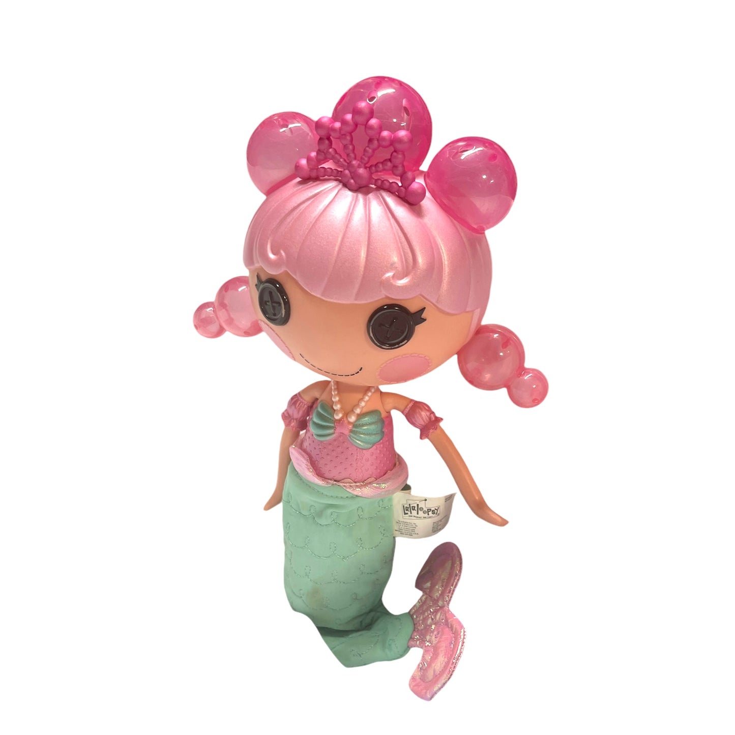 Lalaloopsy Bubbly Mermaid Pearly Seafoam Doll 14" Pink Bubble Hair & Tiara,  Bath Time Fun!