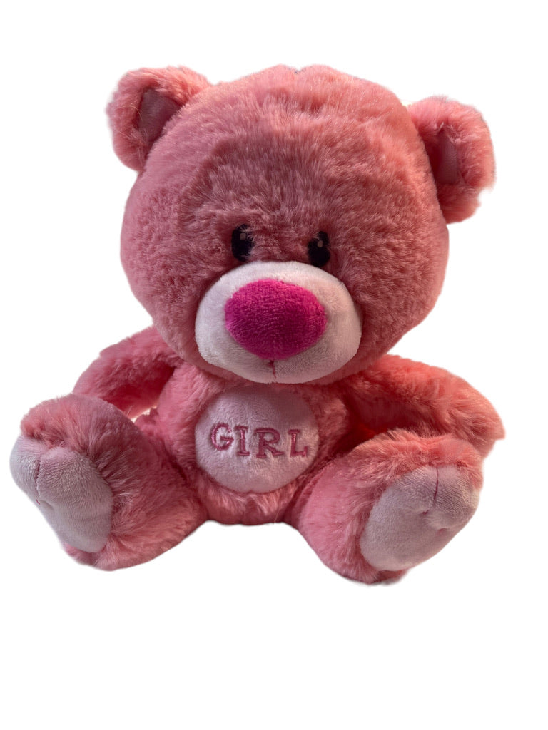 Ultra Soft PINK Fiesta Chunky Teddy Bear Toy Stuffed Animal 'Girl' on Belly