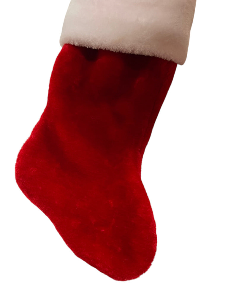 Luxurious Classic Red Plush Christmas Stocking, 18" Long, 10" Foot in GUC