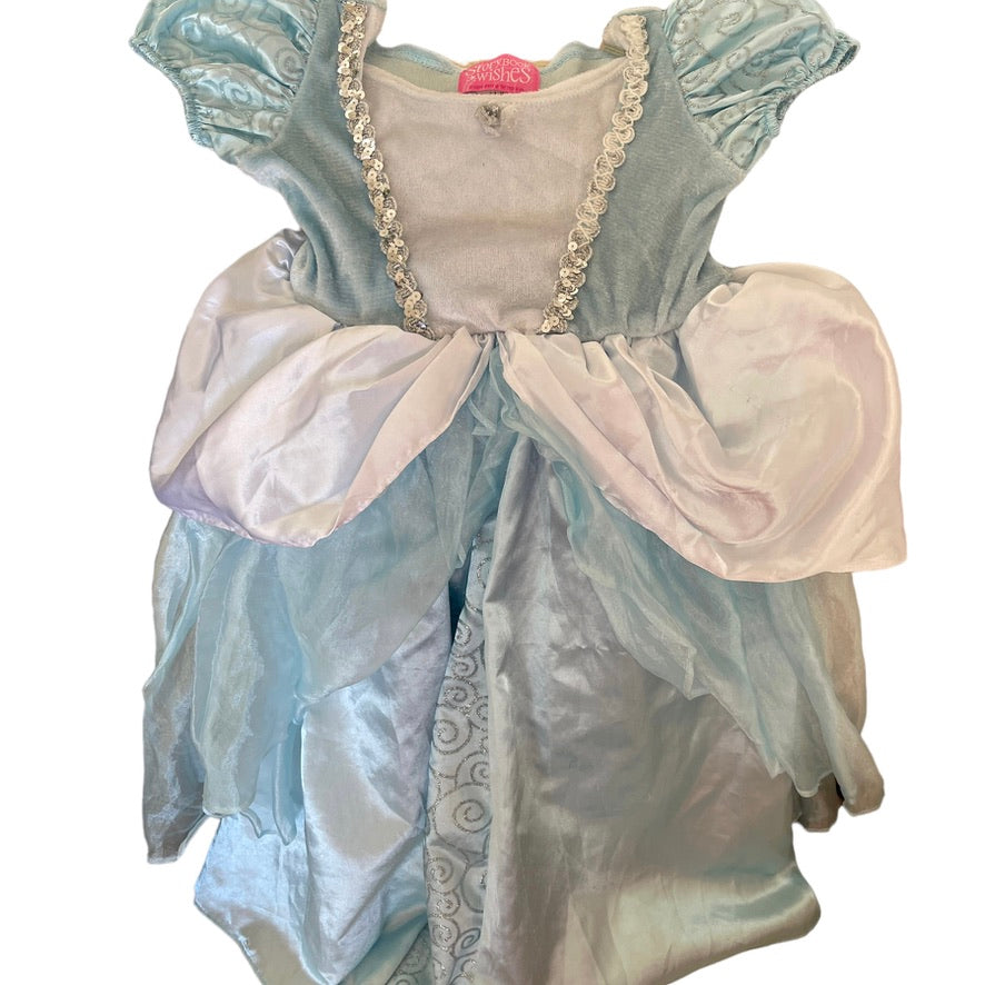 Storybook Wishes Classic Blue Cinderella Ballgown, Chiffon & Satin Overskirts and Silver Trim GUC