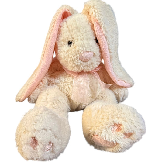 Hug Fun Lop Eared Bunny, Cream with Soft Pink Ears, Nose, Foot Pads with Pretty Gauzy Bow!