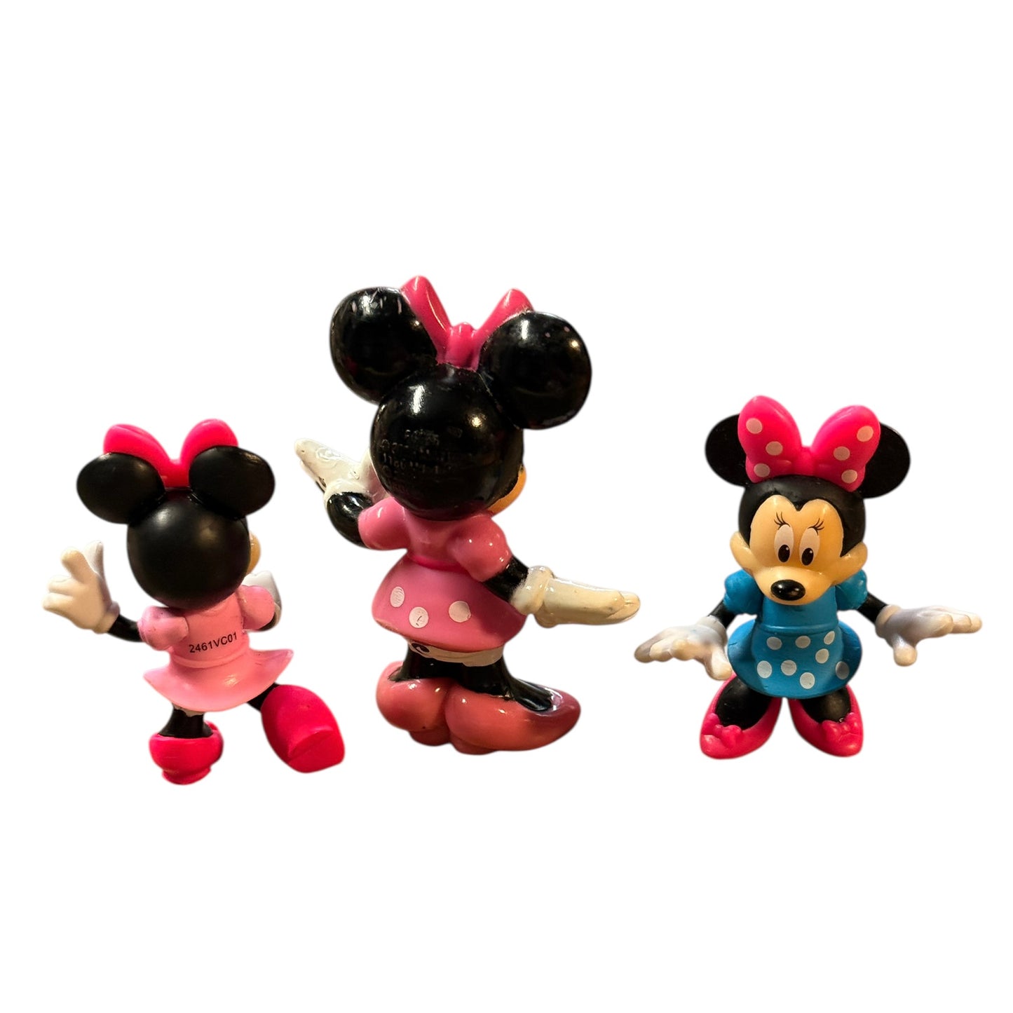 Lot of 3 Classic Minnie Mouse Action Figures for Cake Toppers High Heels, Polka Dots & Bow